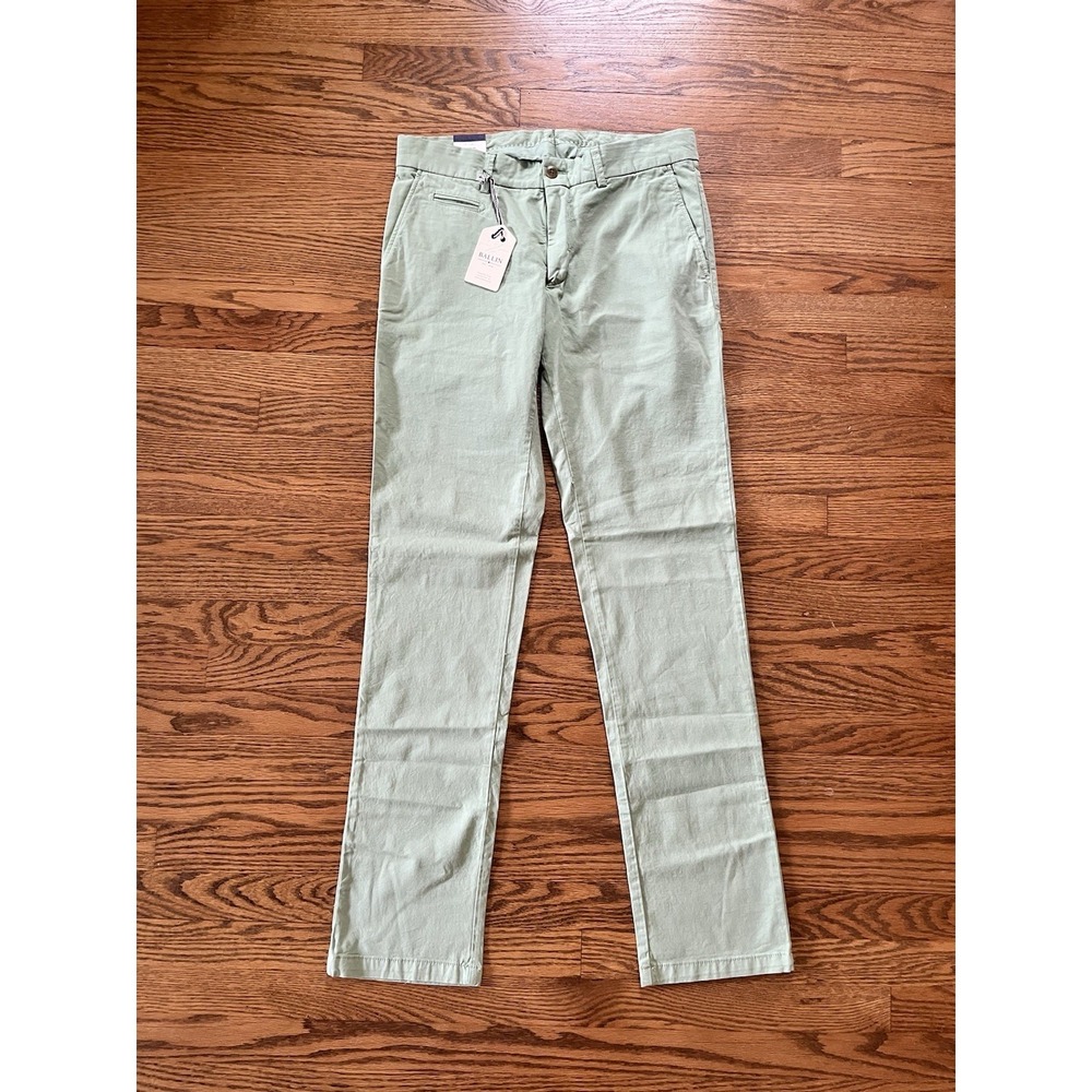NWT BALLIN Atwater Basil Flat Front Pants Chino‎ 32 x 34 Modern Fit $175 MSRP